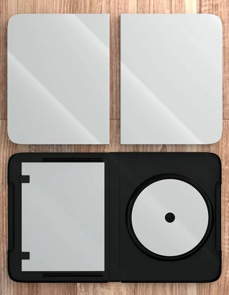 CD-DVD-skiva plastlåda mockup. Perspektivvy. — Stockfoto