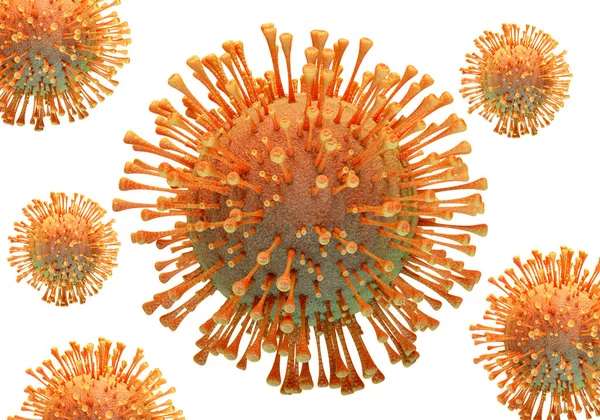 Bir koronavirüs modelinin 3D çizimi — Stok fotoğraf