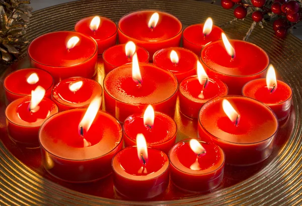 Many burning candles at Christmas — Stock Photo, Image