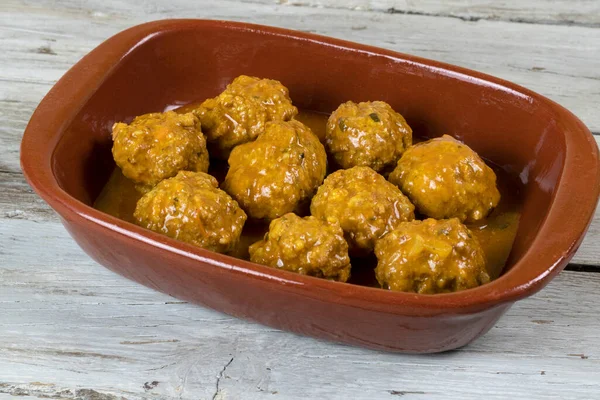 Meatballs braised with vegetable sauce — Stock Image Meatballs Braised Vegetable Sauce Royalty Free Stock Images