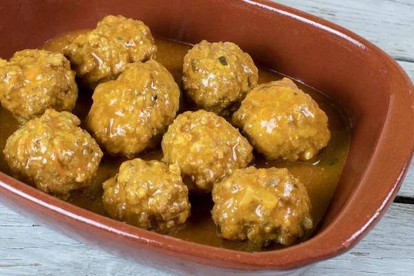 Meatballs braised with vegetable sauce — Stock Image Meatballs Braised Vegetable Sauce Stock Photo