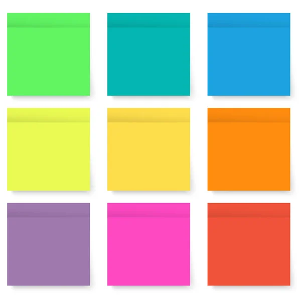 Set of blank bright and colorful sticky notes isolated on white — Stock Vector