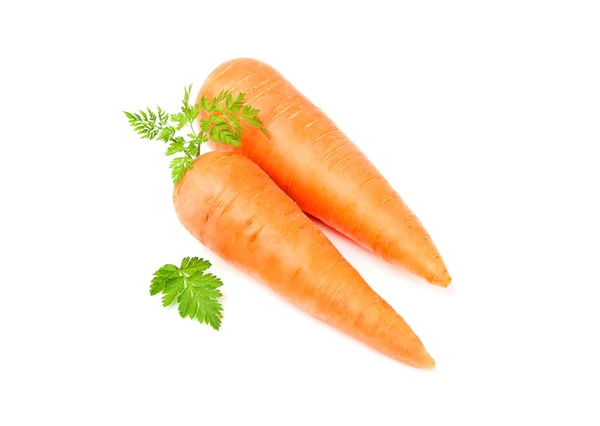 Ripe carrot with leaves isolated. — Stock Photo, Image