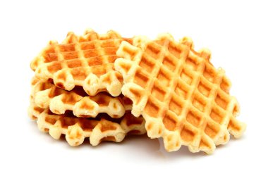 Yuvarlak Belçika waffle izole.