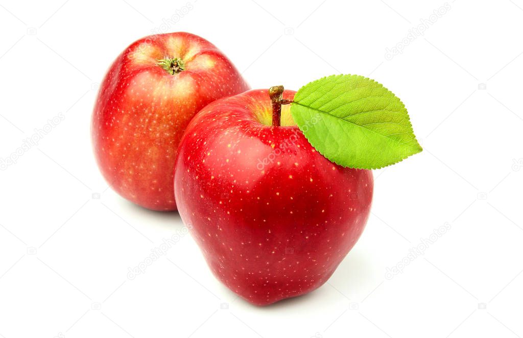 Two red ripe apple Richard isolated.