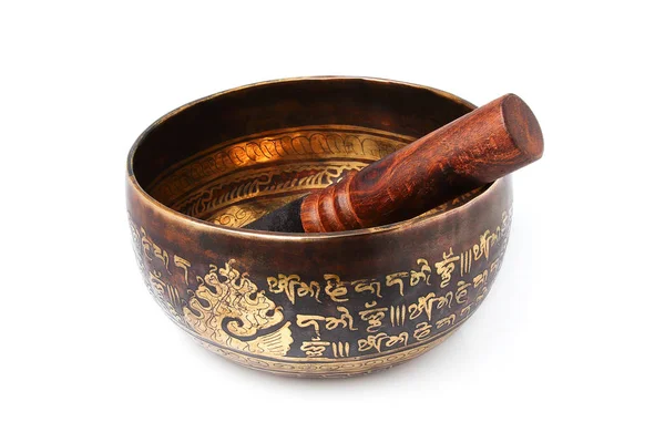 Tibetian singing bowl isolated. — Stock Photo, Image