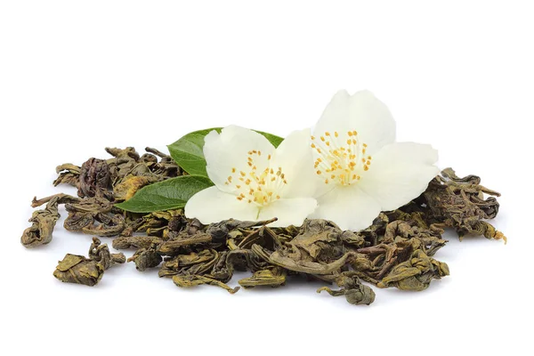 Green tea with Jasmine flowers. — Stock Photo, Image
