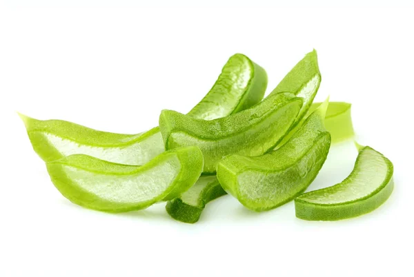 Chopped aloe vera fresh leaf isolated closeup. — Stock Photo, Image