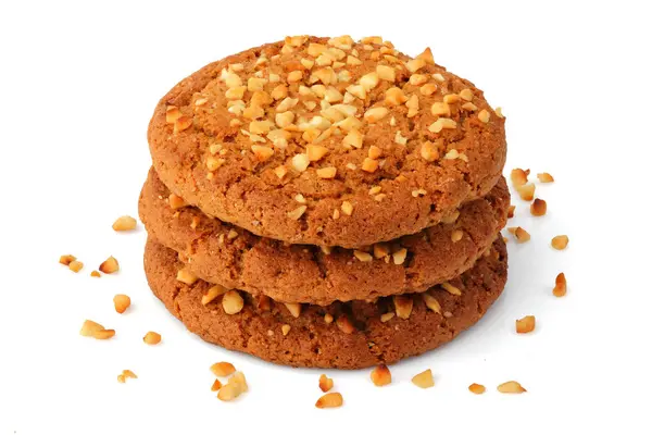 Cookie with peanut crumbs isolated. — Stock Photo, Image