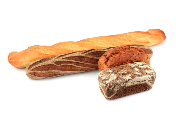 Composizione pane assortito isolato . — Foto Stock