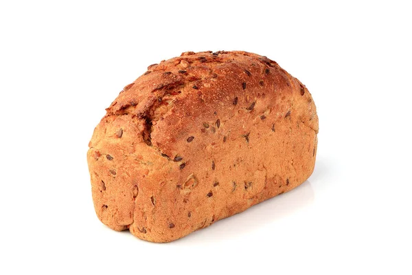 Chleb Otrębów Lnu Nasiona Makro Białym Tle — Zdjęcie stockowe