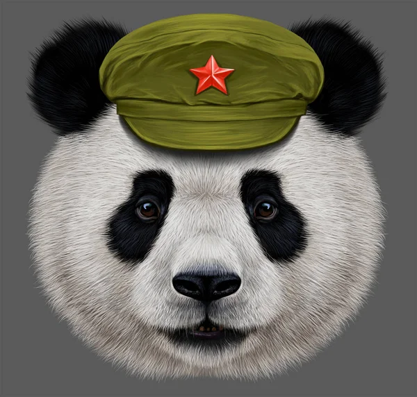 Bir Çinli asker şapkalı ayı Panda