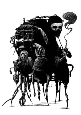 Çizilmiş buhar punk illüstrasyon el 