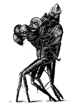 Çizilmiş buhar punk illüstrasyon el 