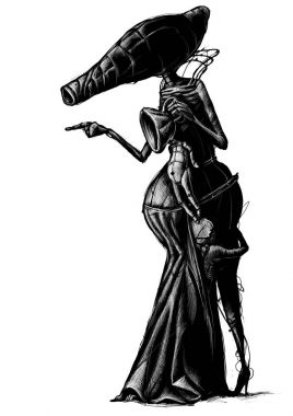 Çizilmiş buhar punk illüstrasyon el 