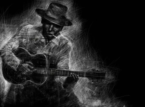 Bir şapka ile bir akustik gitar gitarist 