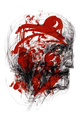 Soyut yüz portre el çekilmiş