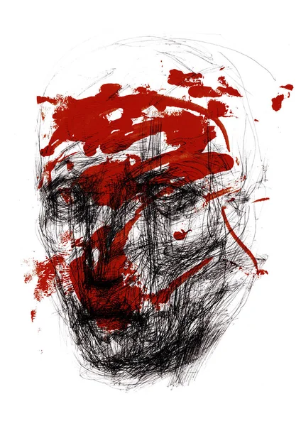 Handgezeichnetes abstraktes Gesicht Porträt — Stockfoto