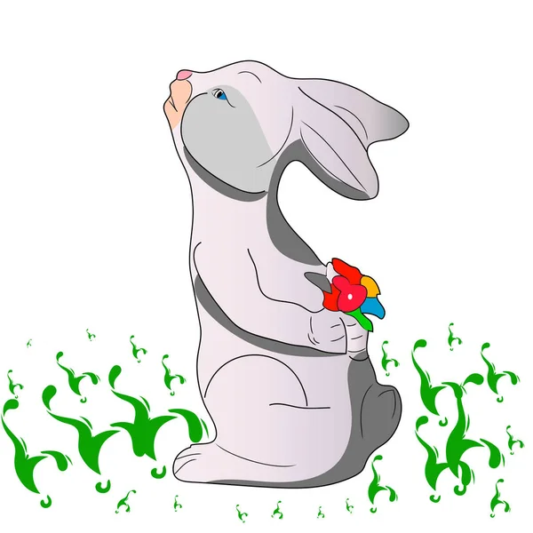 Feliz coelho cartoon isolado no fundo branco — Vetor de Stock
