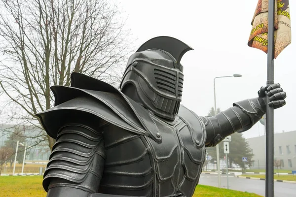 Estátua Cavaleiro Figura Homem Armadura Metal — Fotografia de Stock