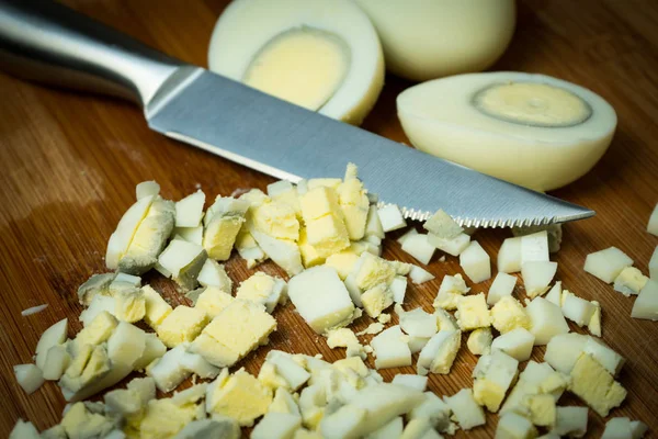 Cut Boiled Eggs Prepare Different Dishes — Stock Photo, Image