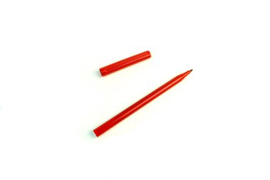 kırmızı işaret. beyaz arka plan da fotoğraf.