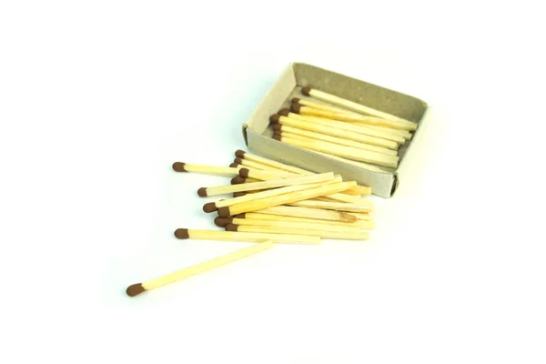 Wooden matchsticks with the sulphur. Photo on white background. — Stock Photo, Image