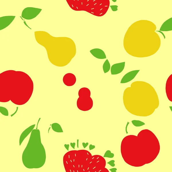 흰색 배경으로 다채로운 과일 패턴 — 스톡 벡터