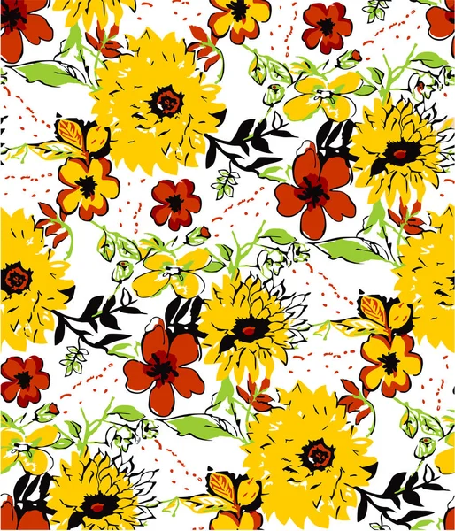 无缝的七彩花卉图案 — 图库矢量图片