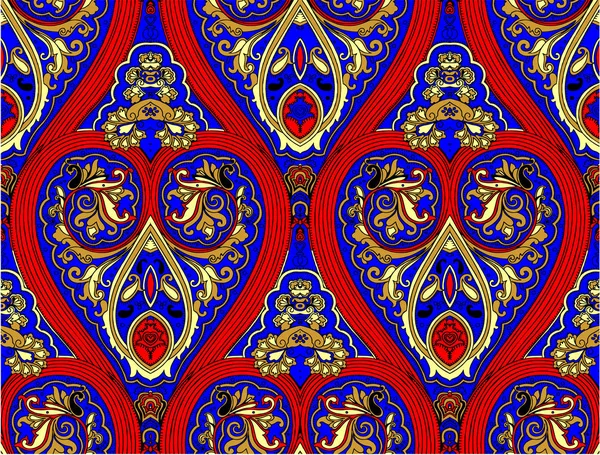 Бесшовный узор с пейсли и цветами — стоковый вектор