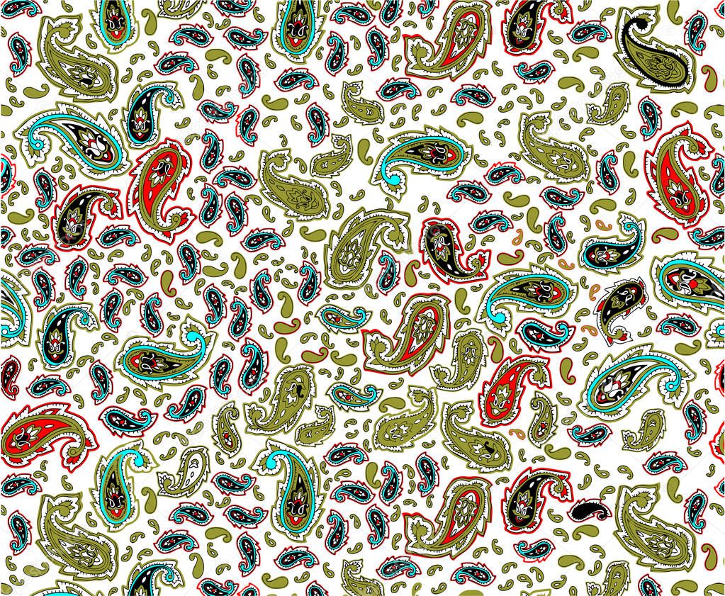 Seamless pattern with paisley and flowers