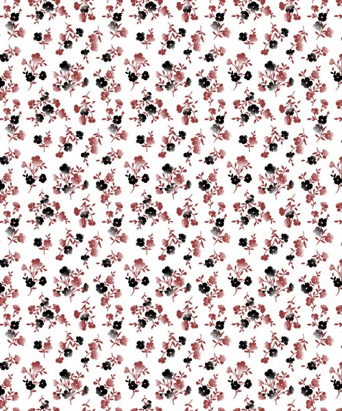 Floral seamless pattern background. Ornament with stylized leaves and flowers texture. Black and white monochrome — Stock Photo, Image