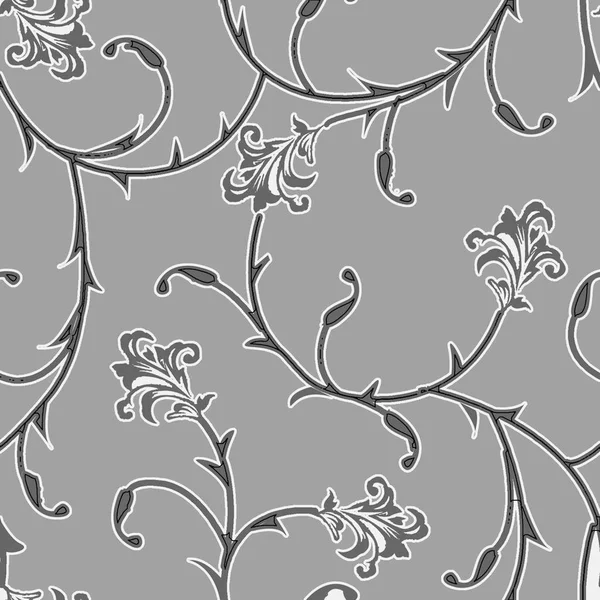 Floral seamless pattern background. Ornament with stylized leaves and flowers texture. Black and white monochrome