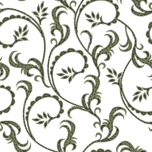 Fundo padrão sem costura floral. Ornamento com folhas estilizadas e textura de flores. Preto e branco monocromático — Fotografia de Stock