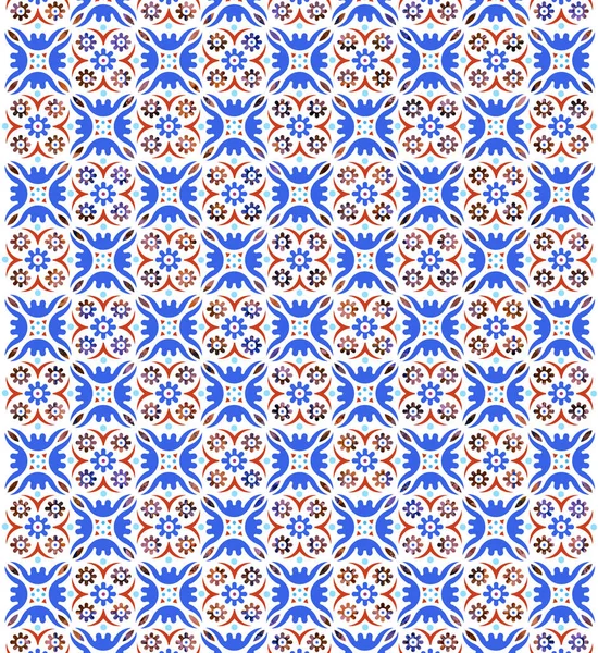 Magnífico Patrón Sin Costura Blanco Colorido Marroquí Azulejos Portugueses Adornos —  Fotos de Stock