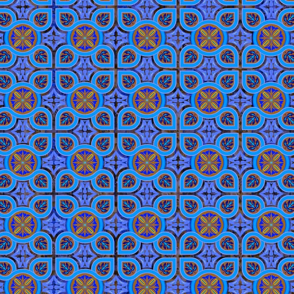 Gorgeous Seamless Pattern White Colorful Moroccan Portuguese Tiles Ornaments Can — Stock Photo, Image