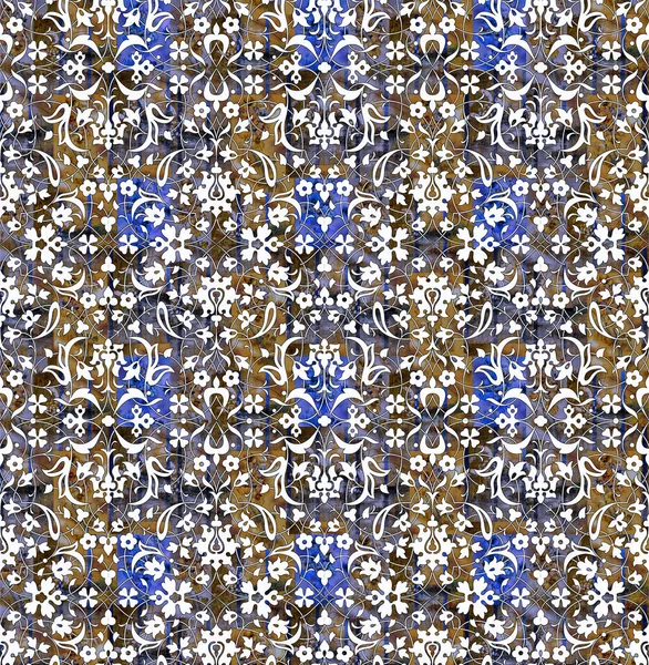 豪華なシームレスパターン白カラフルなモロッコ ポルトガルタイル 装飾品 パターンフィル ウェブページの背景 表面テクスチャに使用できます — ストック写真