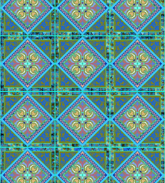 Gorgeous Seamless Pattern White Colorful Moroccan Portuguese Tiles Ornaments Can — Stock Photo, Image