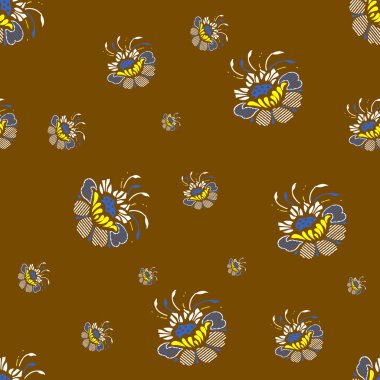 Renkli arka plana sahip soyut, kusursuz çiçek deseni