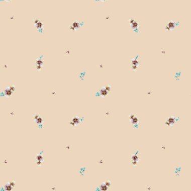 Çiçek desenli bitkisel motifler rastgele dağılmış. Kusursuz vektör dokusu. Moda baskıları için. El çizimi biçim açık mavi arkaplan ile yazdırılıyor