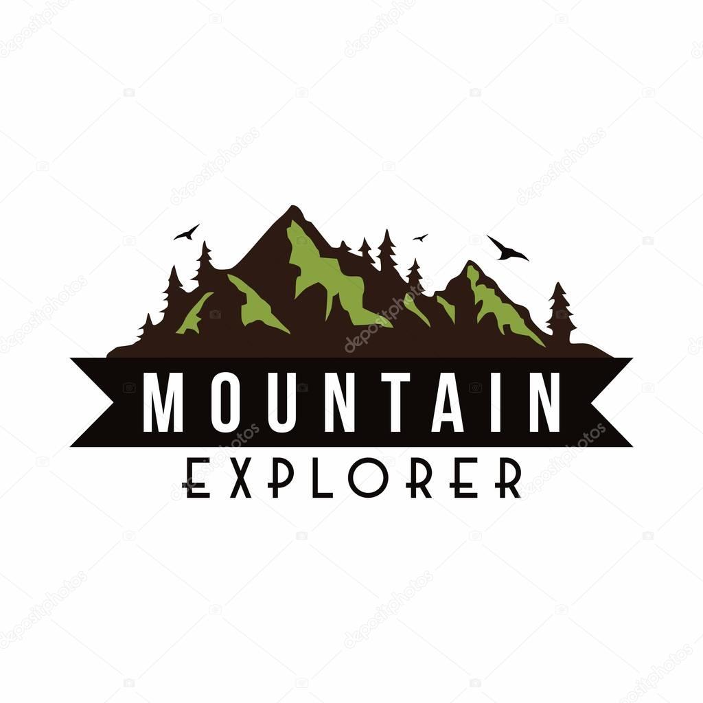 Forest, Mountain Adventure Badge Vector Logo