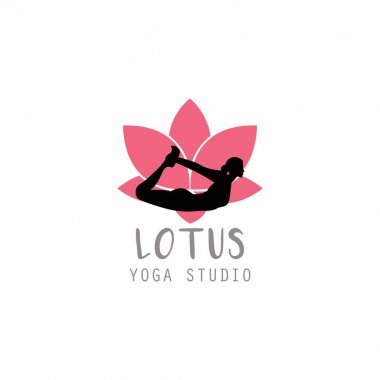 Lotus çiçeği, kadın siluet Yoga Logo vektör