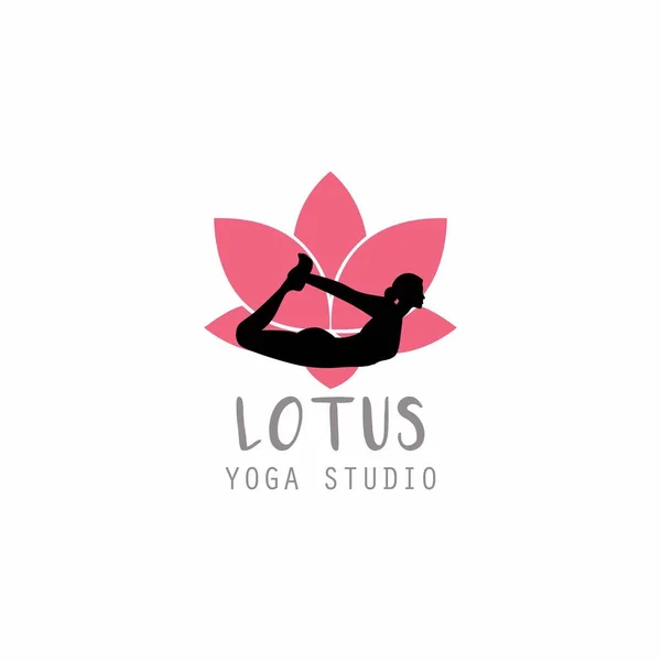 Lotus çiçeği, kadın siluet Yoga Logo vektör