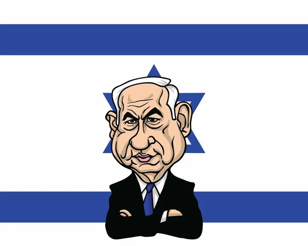 Benjamin Netanyahu con Bandera de Israel Fondo Ilustración Vector Diseño . — Foto de Stock