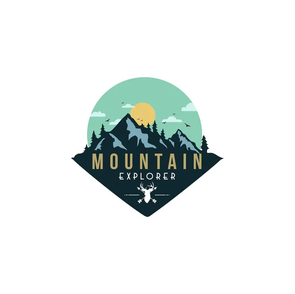 Forest Mountain Adventure Night Deer Hunter Badge Vector Logo Template — Stock Photo, Image