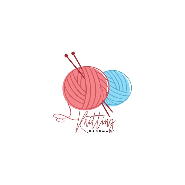 Вязание Винтажный Логотип Портной Игла Пряжа Мода Ретро Простой Логотип — стоковый вектор