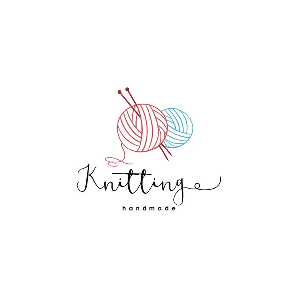 Örgü Vintage Logo, Terzi, İğne, İplik, Moda Retro Basit Logo, İmza, Simge Şablon Vektör Tasarımı