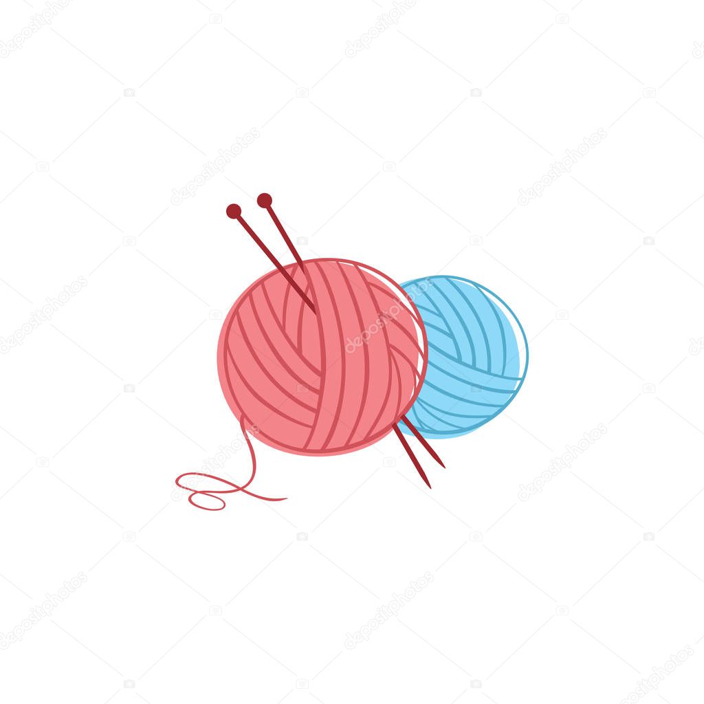 Knitting Vintage Logo, Tailor, Needle, Yarn, Fashion Retro Simple Logo, Sign, Icon Template Vector Design