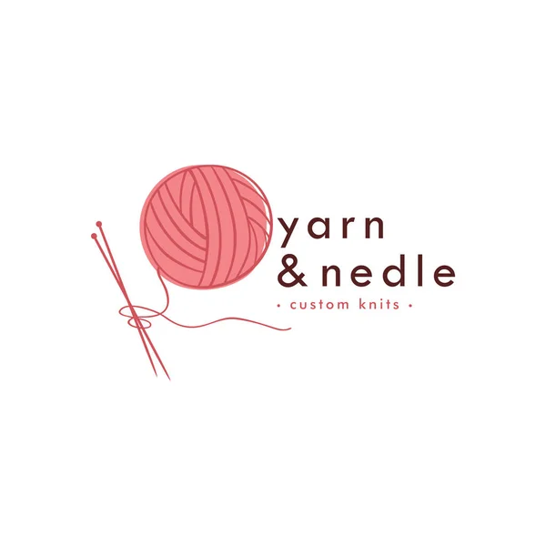 Knitting Vintage Logo Needle Yarn Fashion Retro Simple Logo Sign — стоковий вектор