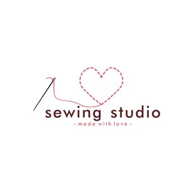 Terzi Dikiş Antika Logosu, İğne, İplik, Moda Retro Basit Logo, İmza, Simge Şablon Tasarımı